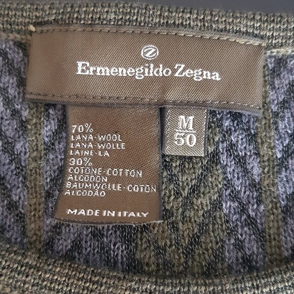 Ermenegildo Zegna SZ M Men's Crewneck Striped 70% Wool & 30% Cotton LS Sweater - Picture 3 of 12
